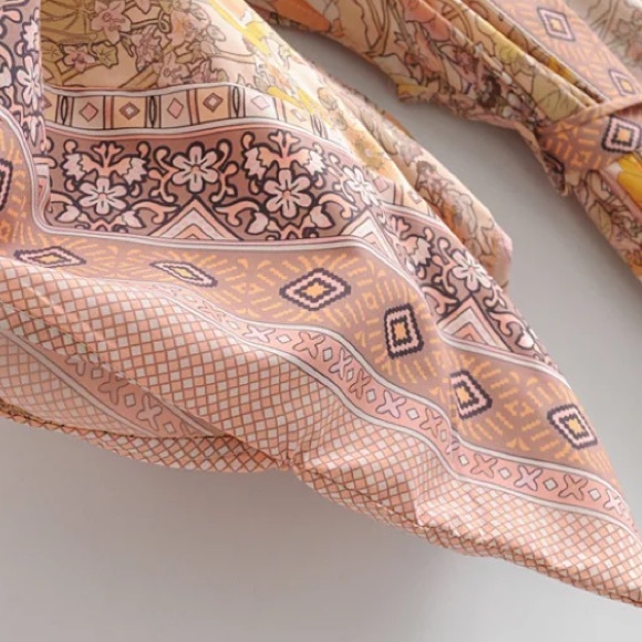 SOLD OUT Pink Bohemian Floral Maxi Duster Kimono Wrap Robe - Picture 12 of 16